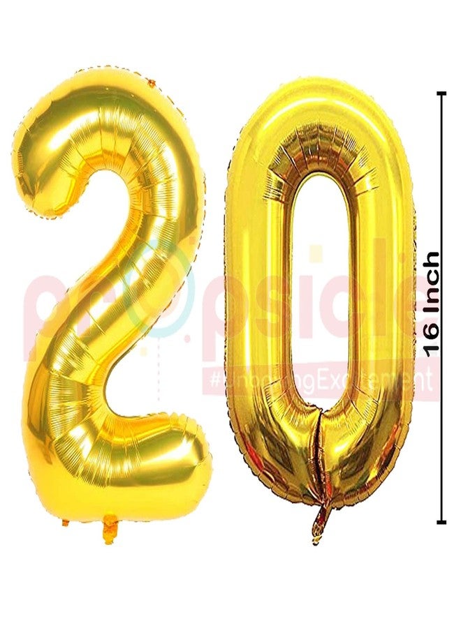 بروبسيكل بالونات هيليوم ذهبية اللون من بروبسيكل، مقاس 16 بوصة، على شكل الرقم 20، لتزيين حفلات أعياد الميلاد | بالونات الرقم 20، مناسبة لأعياد الميلاد/الذكرى السنوية | الرقم 20 - Image 5